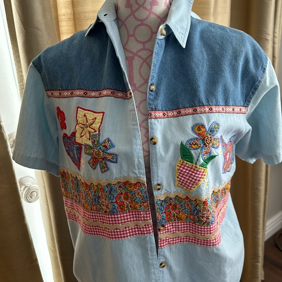 Casey and max vintage chambray short sleeve shirts size medium - Picture 2 of 4